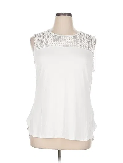 Liz Claiborne Sleeveless Top White Keyhole Neckline Tops In Multi