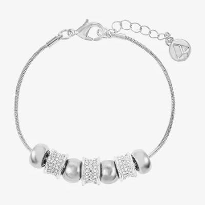 Liz Claiborne Slider Womens Glass Strand Bracelet In Silver