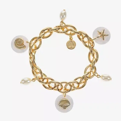 Liz Claiborne Starfish Shell Womens Charm Bracelet In Gold