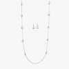 Liz Claiborne Station Necklace And Drop Earring Womens 2-pc. Jewelry Set In Silver