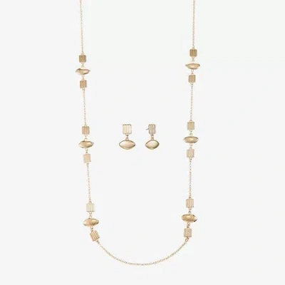 Liz Claiborne Station Necklace And Drop Earring Womens Hypoallergenic 2-pc. Jewelry Set In Gold