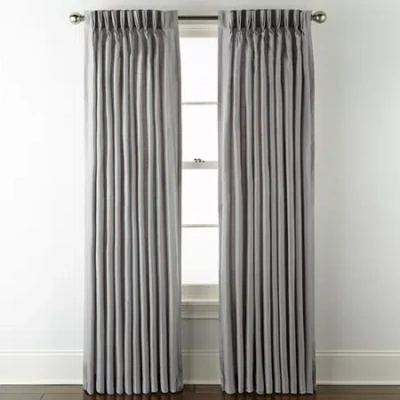 Liz Claiborne Supreme 10-pleat Pinch Pleat Back Tab Light-filtering Single Curtain Panel In Gray