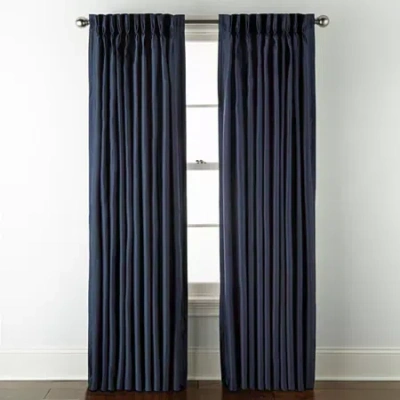 Liz Claiborne Supreme 10-pleat Pinch Pleat Back Tab Light-filtering Single Curtain Panel In Blue