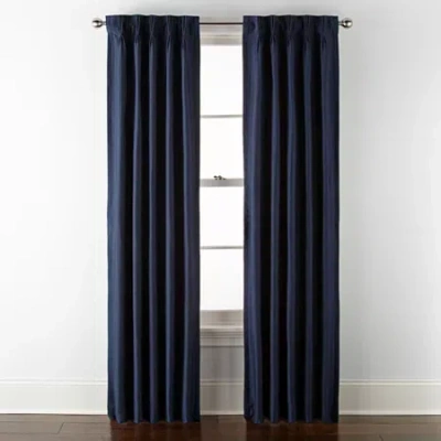 Liz Claiborne Supreme 5-pleat Pinch Pleat Back Tab Light-filtering Single Curtain Panel In Blue