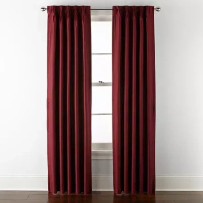 Liz Claiborne Supreme 5-pleat Pinch Pleat Back Tab Light-filtering Single Curtain Panel In Red