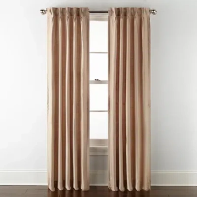 Liz Claiborne Supreme 5-pleat Pinch Pleat Back Tab Light-filtering Single Curtain Panel In Brown
