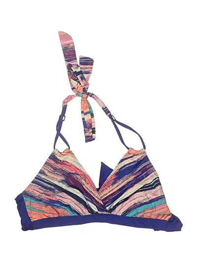 Pre-owned Liz Claiborne Swimsuit Top Blue Print Pattern Swimwear