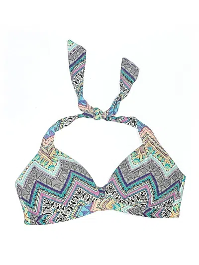 Pre-owned Liz Claiborne Swimsuit Top Blue Print Pattern Swimwear