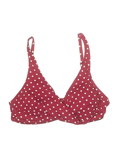 Pre-owned Liz Claiborne Swimsuit Top Burgundy Polka Dots Pattern Swimwear