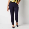 Liz Claiborne Tall Womens Amber Mid Rise Straight Pull- On Pants In Blue