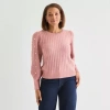 Liz Claiborne Tall Womens Crew Neck Long Sleeve Pullover Sweater In Pink