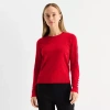 Liz Claiborne Tall Womens Crew Neck Long Sleeve Pullover Sweater In Red