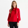 Liz Claiborne Tall Womens Long Sleeve Pullover Sweater In Red