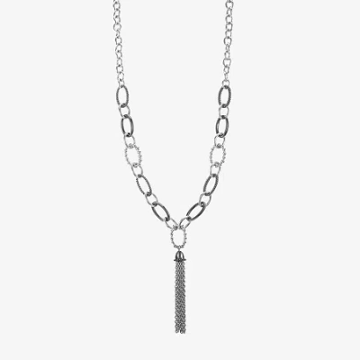 Liz Claiborne Tassel Womens 20 Inch Y Necklace In Silver