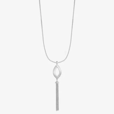 Liz Claiborne Tassel Womens 32 Inch Pendant Necklace In Silver