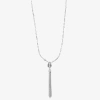 Liz Claiborne Tassel Womens Oval 34 Inch Pendant Necklace In Silver