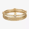Liz Claiborne Textured Bangle Womens 3-pc. Glass Bracelet Set In Gold