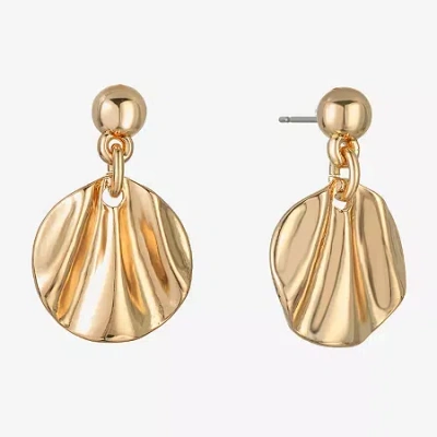 Liz Claiborne Textured Double Womens Drop Earrings In Gold