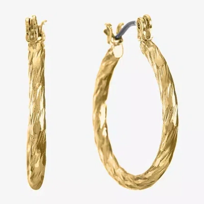 Liz Claiborne Textured Hoop Earrings In Gold