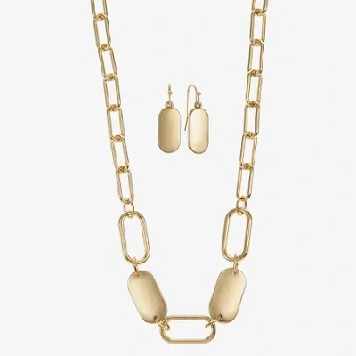 Liz Claiborne Textured Paperclip Collar Necklace & Drop Earring Womens 2-pc. Jewelry Set In Gold