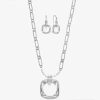 Liz Claiborne Textured Paperclip Pendant Necklace & Drop Earring Womens Square 2-pc. Jewelry Set In Gray