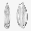 Liz Claiborne Textured Twisted Womens 38.1mm Hypoallergenic Hoop Earrings In Silver