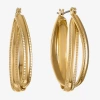 Liz Claiborne Textured Twisted Womens 38.1mm Hypoallergenic Hoop Earrings In Gold