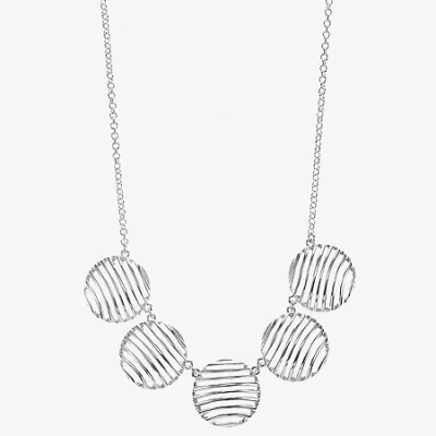 Liz Claiborne Textured Womens 17 Inch Collar Necklace In Silver