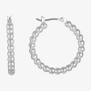 Liz Claiborne Textured Womens 26mm Hypoallergenic Hoop Earrings In Silver