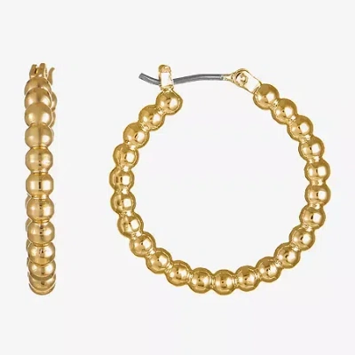 Liz Claiborne Textured Womens 26mm Hypoallergenic Hoop Earrings In Gold