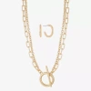Liz Claiborne Toggle Chain Necklace & Drop Earring Womens Hypoallergenic 2-pc. Jewelry Set In Yellow