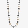 Liz Claiborne Tri Tone Beaded Womens 17 Inch Collar Necklace In Multi