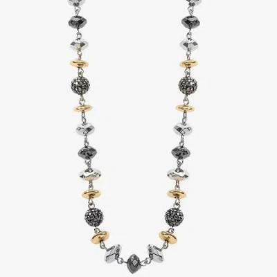 Liz Claiborne Tri Tone Beaded Womens 17 Inch Collar Necklace In Multi