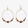 Liz Claiborne Tri Tone Beaded Womens 53mm Hoop Earrings In Gold