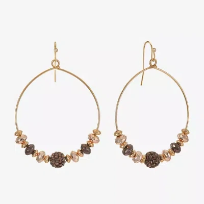 Liz Claiborne Tri Tone Beaded Womens 53mm Hoop Earrings In Brown