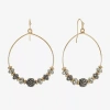Liz Claiborne Tri Tone Beaded Womens 53mm Hoop Earrings In Gold