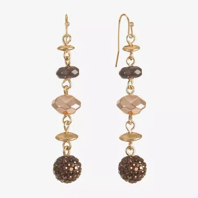 Liz Claiborne Tri Tone Beaded Womens Drop Earrings In Gold