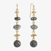 Liz Claiborne Tri Tone Beaded Womens Drop Earrings In Gold