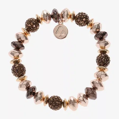 Liz Claiborne Tri Tone Beaded Womens Stretch Bracelet In Brown