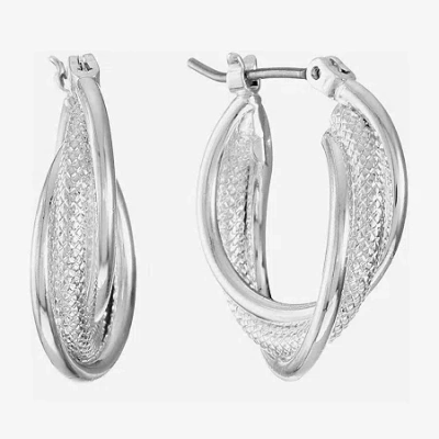 Liz Claiborne Twisted Hoop Earrings In Silver