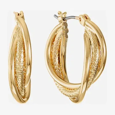 Liz Claiborne Twisted Hoop Earrings In Gold