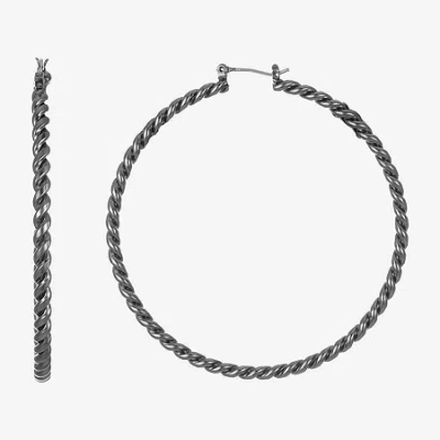 Liz Claiborne Twisted Womens 66mm Hypoallergenic Hoop Earrings In Gray