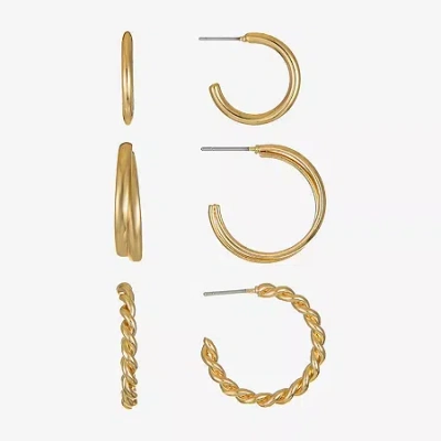 Liz Claiborne Twisted Womens Hypoallergenic 3 Pair Earring Set In Yellow