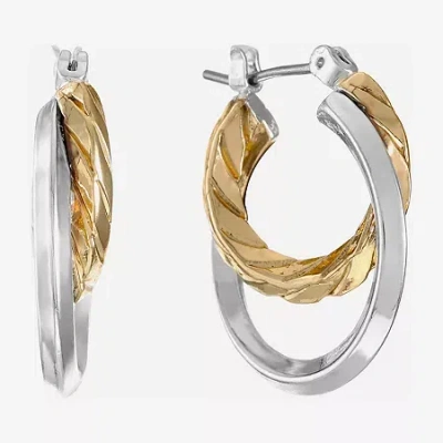 Liz Claiborne Two-tone 2-row Hoop Earrings In Multi