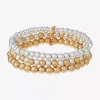 Liz Claiborne Two Tone Beaded Stretch Womens 3-pc. Beaded Bracelet Set In Gold
