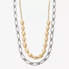Liz Claiborne Two Tone Layered Womens 17 Inch Strand Necklace In Gold