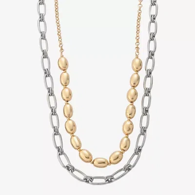 Liz Claiborne Two Tone Layered Womens 17 Inch Strand Necklace In Gold