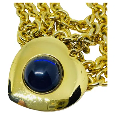 Pre-owned Liz Claiborne Vintage Gold Tone Massive Chain Heart Resin Cab Designer Necklace In Multi