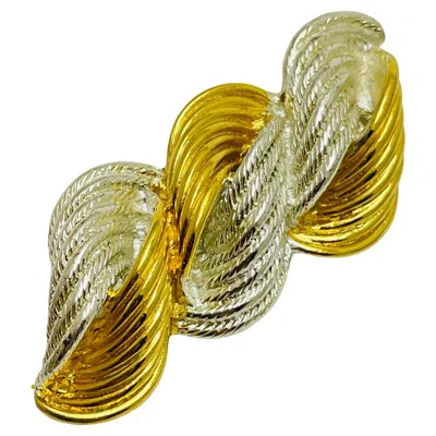 Pre-owned Liz Claiborne Vintage  Signed Gold Silver Tone Designer Brooch In Multi