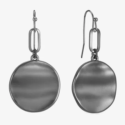 Liz Claiborne Wavy Coin Womens Paperclip Drop Earrings In Gray